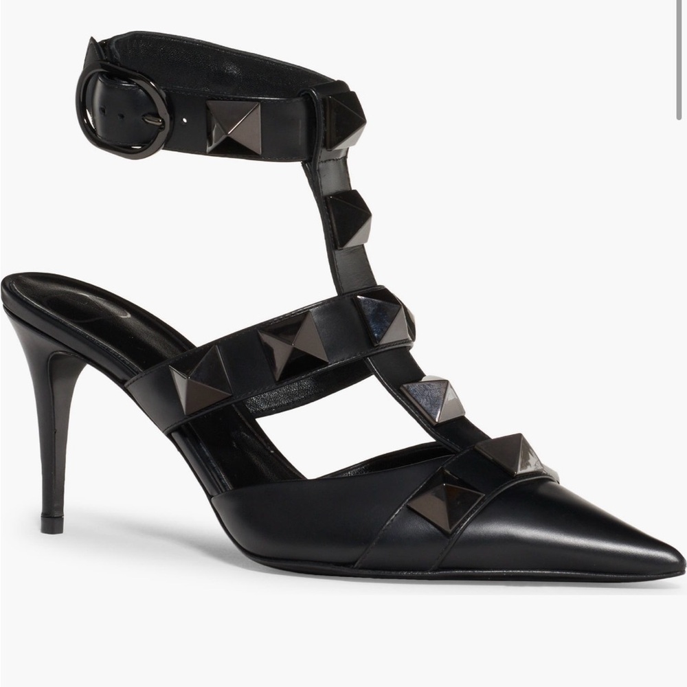 Valentino Garavani Roman Stud T-Strap Pump, Size: 5.5 US/35.5 EU, Color: Nero